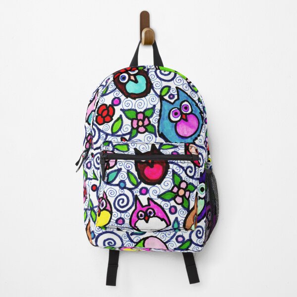 Item preview, Colourful Whimsical Owls Swirly Pattern designed and sold by jaggerstudios.