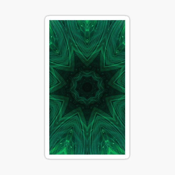 Green Star Wormhole Crest Fractal Artwork Sticker