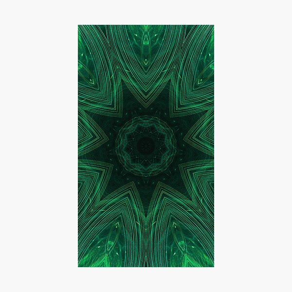 Green Star Wormhole Crest Fractal Artwork Photographic Print