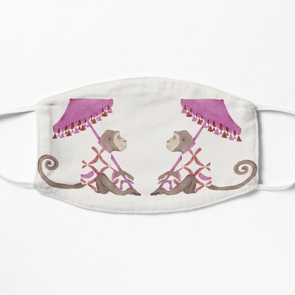 watercolor chinoiserie chic monkey, chinoiserie chic pattern Flat Mask