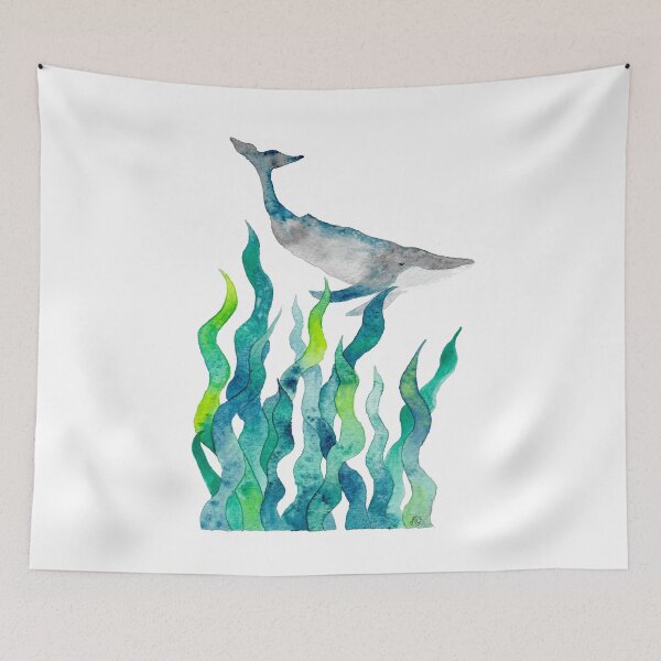 Item preview, Whale in a Sea Lettuce Forest designed and sold by María Casas Watercolour Designs.