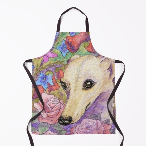 Item preview, Shy flower whippet greyhound dog hiding in the garden designed and sold by SusanAlisonArt.