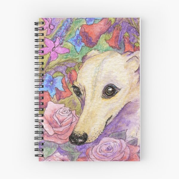Item preview, Shy flower whippet greyhound dog hiding in the garden designed and sold by SusanAlisonArt.