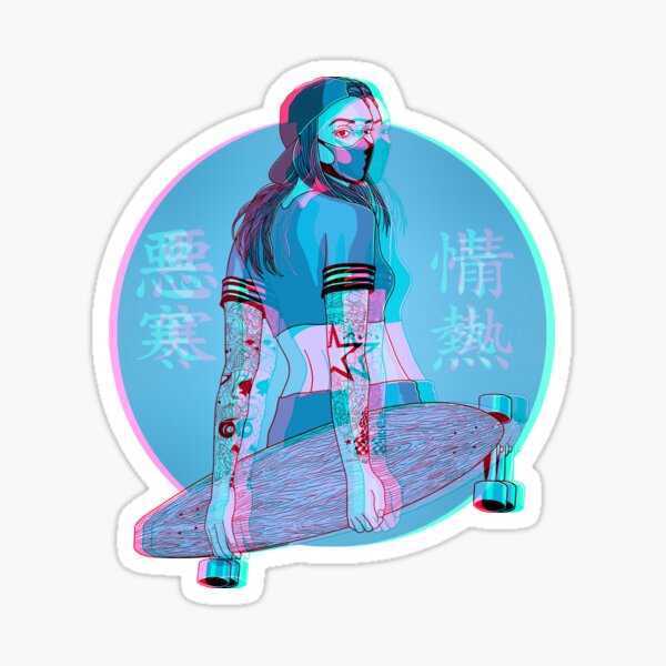 Premium Photo | Anime girl sitting on a skateboard with her feet on the  ground generative ai