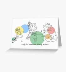 Three Curious Bears Greeting Card