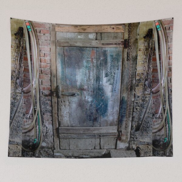 Item preview, Old blue door in an Alsatian barn designed and sold by EstelleRossetti.