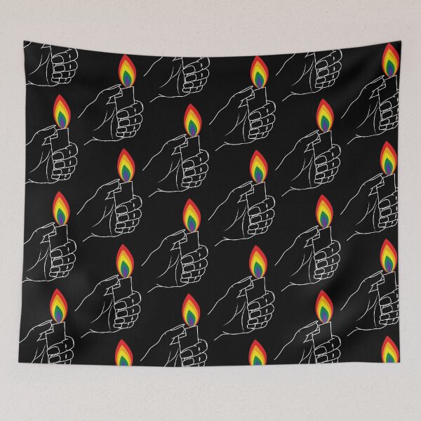 Item preview, Pride Rainbow Lighter Flame In Hand Black designed and sold by forfun-art.