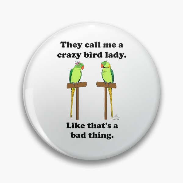 Item preview, Crazy Bird Lady with Indian Ring Neck Parrots designed and sold by Laughing Parrot Studio.