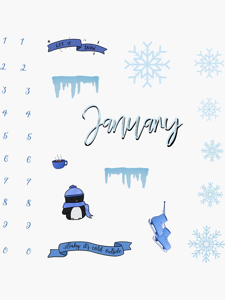 Journal stickers kit 99 pieces - winter theme Deco stickers, winter box  frames, Remainders, Winter themed Quotes