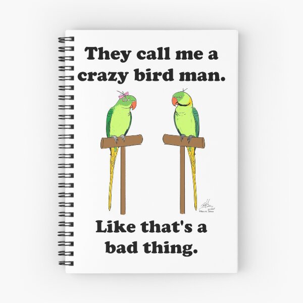 Item preview, Crazy Bird Man with Indian Ring Neck Parrots designed and sold by Laughing Parrot Studio.