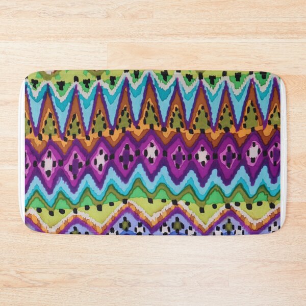 Item preview, Chevron, Warp, Ikat, Stripe, in Turquoise, Magenta, Green, and Blue designed and sold by Leslie Rogers Todder.