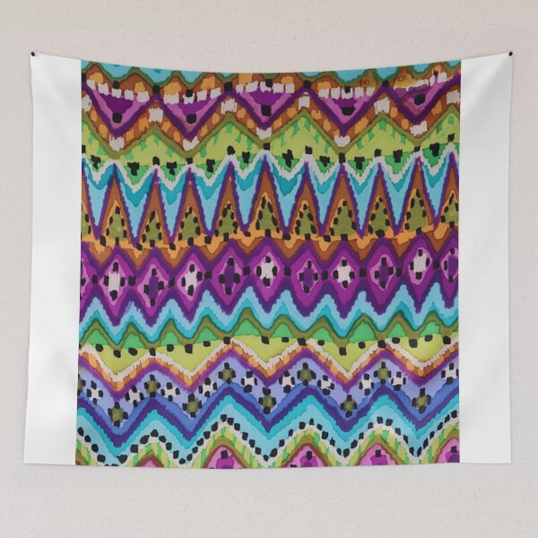 Item preview, Chevron, Warp, Ikat, Stripe, in Turquoise, Magenta, Green, and Blue designed and sold by Leslie Rogers Todder.