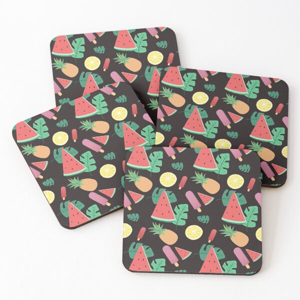 Item preview, Cute Summer Fruit Pattern on Black Background designed and sold by anabear-art.