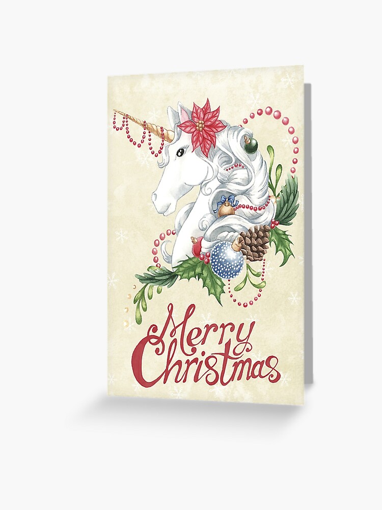 Download Christmas Unicorn Snow Background Greeting Card By Lcwaterworth Redbubble 3D SVG Files Ideas | SVG, Paper Crafts, SVG File