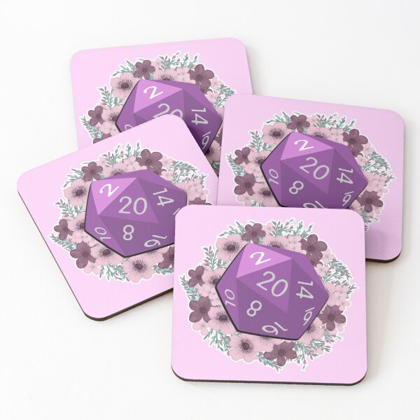 Item preview, D&D Dungeons and Dragons Purple Pink Flower D20 designed and sold by SuperUberLame.