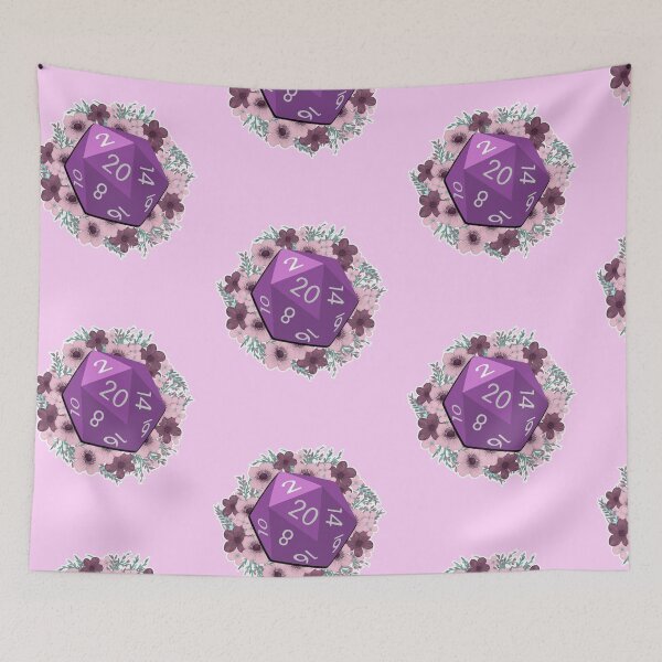 Item preview, D&D Dungeons and Dragons Purple Pink Flower D20 designed and sold by SuperUberLame.