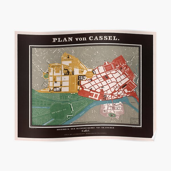 Vintage Kassel Germany Map (1850) Poster