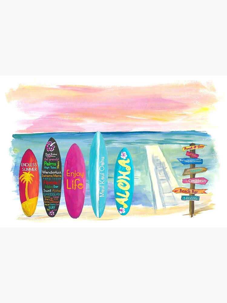 Surfboard Philosophy  - Enjoy Life, Travel and Surf - Surfboard Wall by artshop77