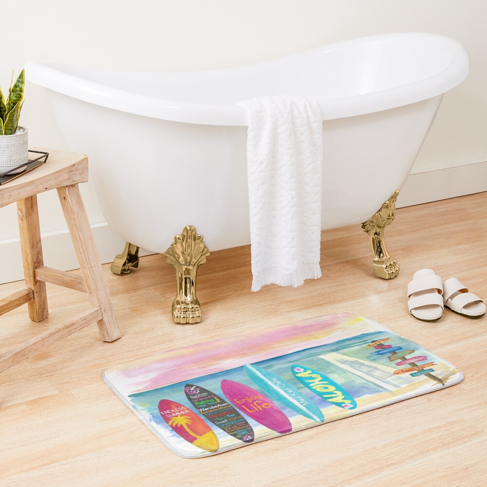Surfboard Philosophy - Enjoy Life, Travel and Surf - Surfboard Wall Bath Mat