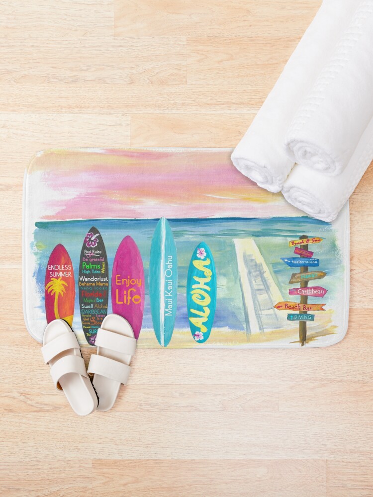 Alternate view of Surfboard Philosophy - Enjoy Life, Travel and Surf - Surfboard Wall Bath Mat
