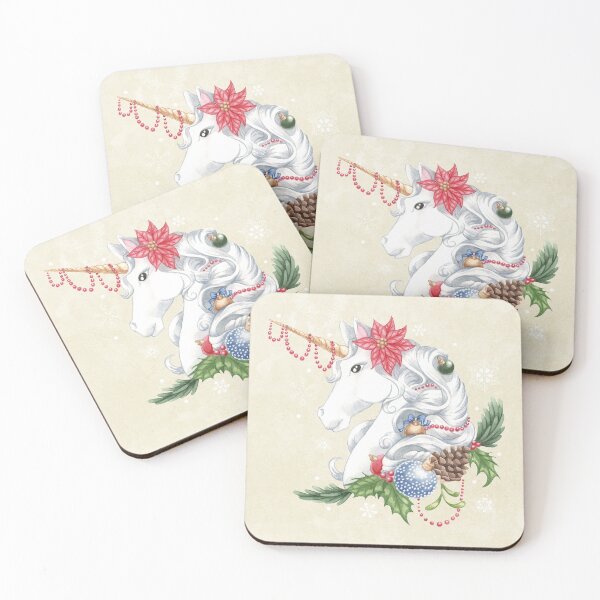 Item preview, Christmas Unicorn Snow Background designed and sold by LCWaterworth.