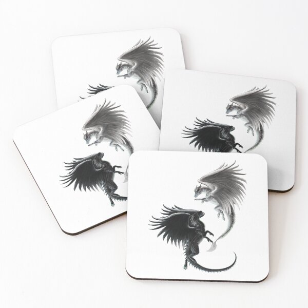 Item preview, Black and White Dragons with Angel Wings  designed and sold by DragonsAngels.