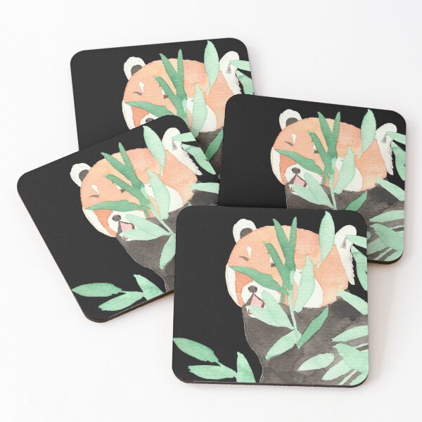 Item preview, A red panda hidden behind leaves, black designed and sold by Sonderblume.