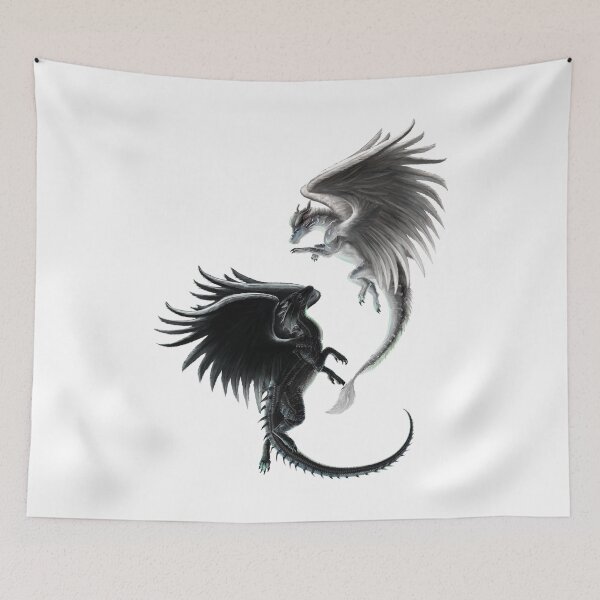 Item preview, Black and White Dragons with Angel Wings  designed and sold by DragonsAngels.