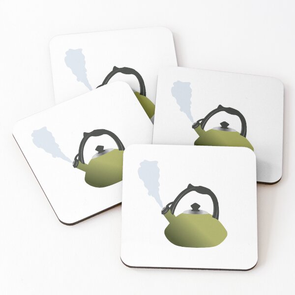 Green Tea Kettle Coasters (Set of 4)