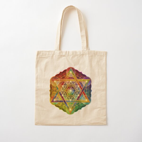 Metatron's Cube with Merkabah and Flower of Life Cotton Tote Bag