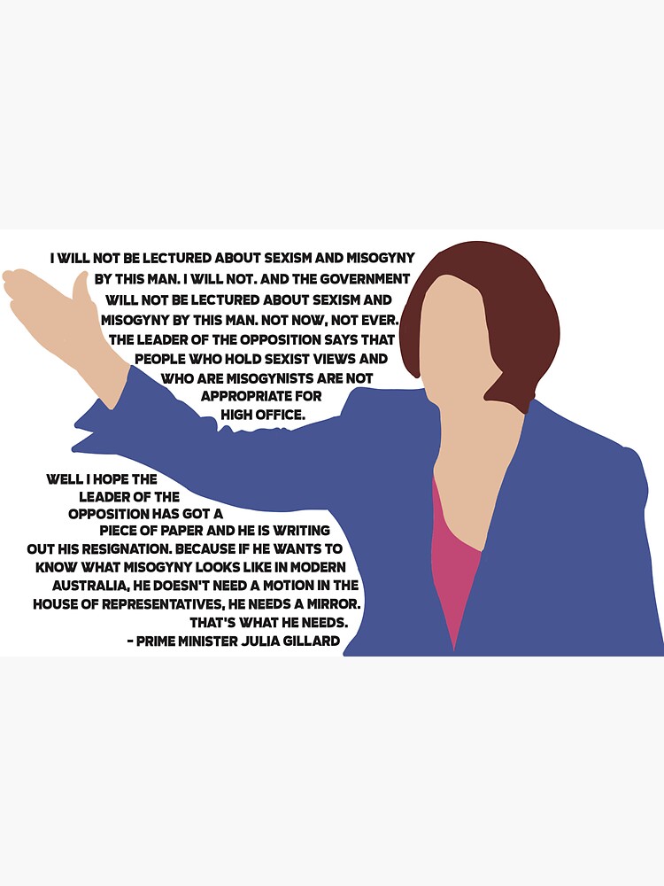 “Julia Gillard Misogyny Speech” Sticker for Sale by stickers-rachel