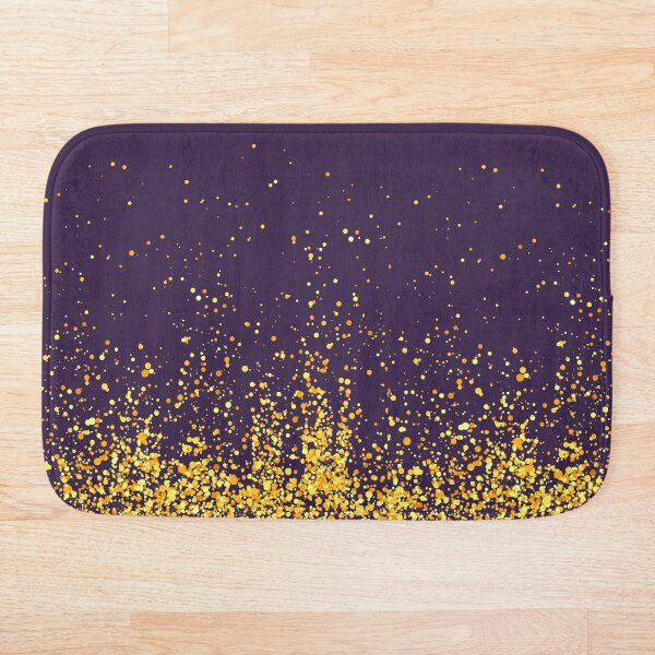 Purple and gold glitter modern pattern Bath Mat
