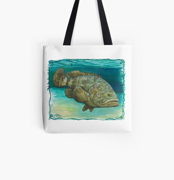 "Goliath Grouper" by Amber Marine ~ Watercolor painting, art © 2016 All Over Print Tote Bag