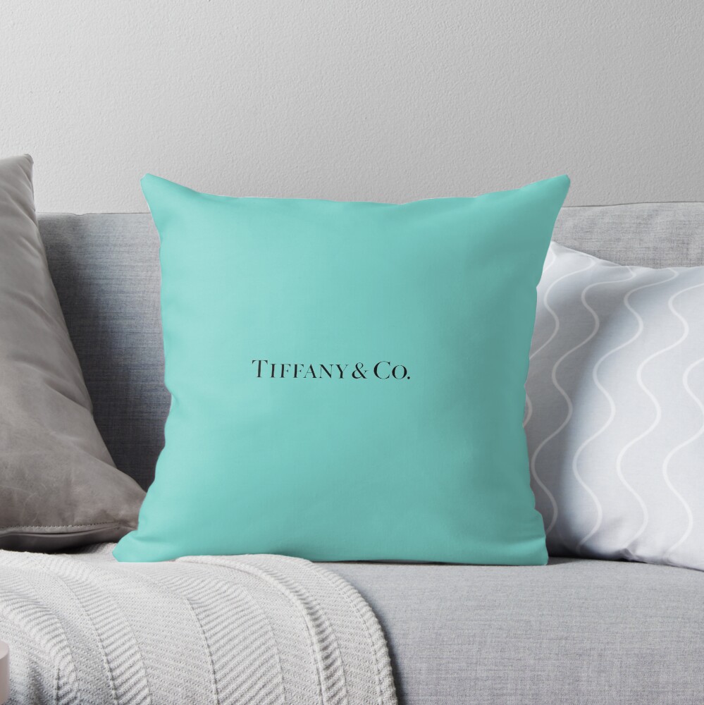 Tiffany Blue w/ Logo Throw Pillow