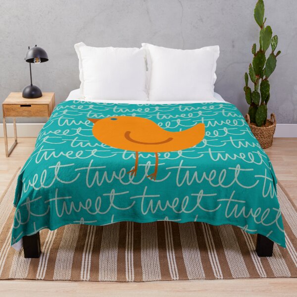 Item preview, Chatty Bird - Cute Minimalist Bird Pattern in Orange and Turquoise designed and sold by kierkegaard.