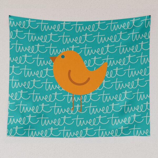 Item preview, Chatty Bird - Cute Minimalist Bird Pattern in Orange and Turquoise designed and sold by kierkegaard.