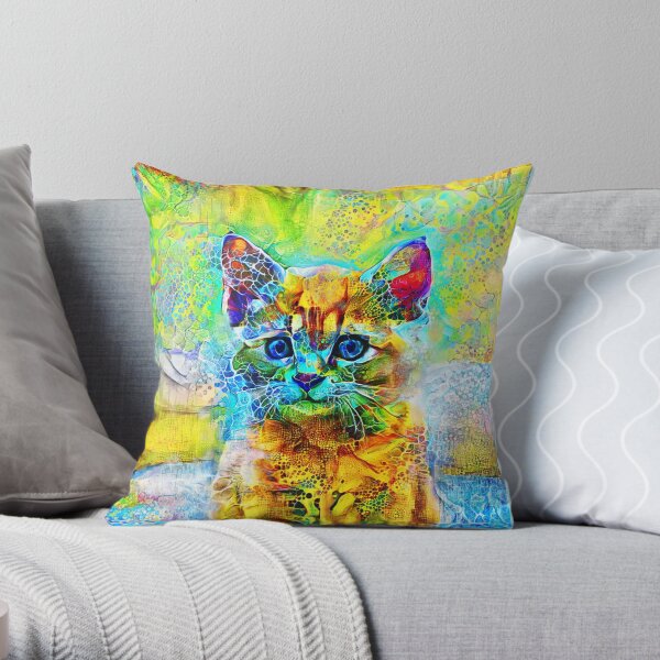Abstractions of abstract abstraction of cat Throw Pillow