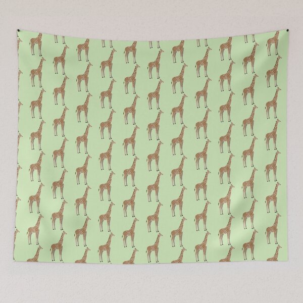 Item preview, Giraffe Geometric Wildlife Art with Green Background designed and sold by WildByNature.