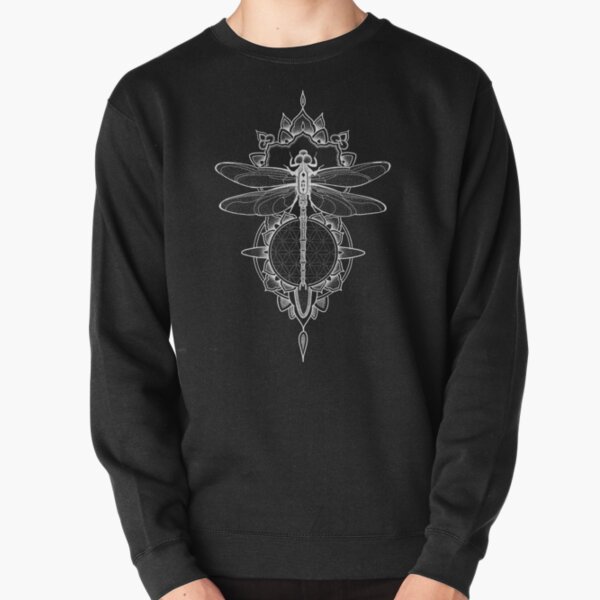 Item preview, White dragonfly mandala in pen and ink dotwork designed and sold by René Voortwist Pen and Ink art.