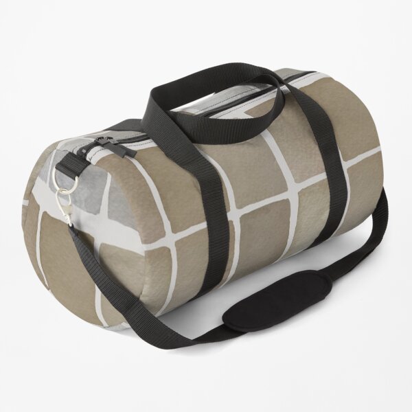 Soothing Hand Painted Neutral Watercolor Windowpane Rectangles Desert Brown Gray Duffle Bag