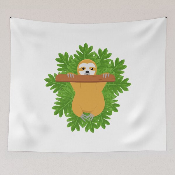 Item preview, Sloth illustration with tropical leaves designed and sold by GulArt.