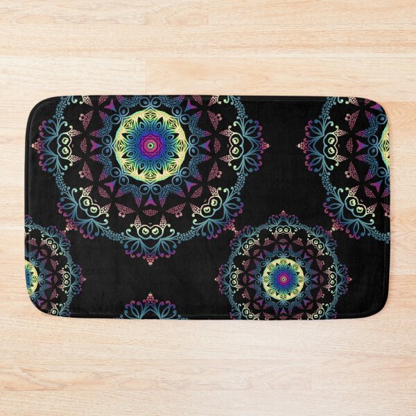 Item preview, Abstract mandala-pattern on the black background designed and sold by MandalaFlowerArt.