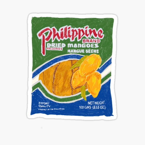 "Philippine Brand Dried Mangoes Illustration" Sticker for Sale by