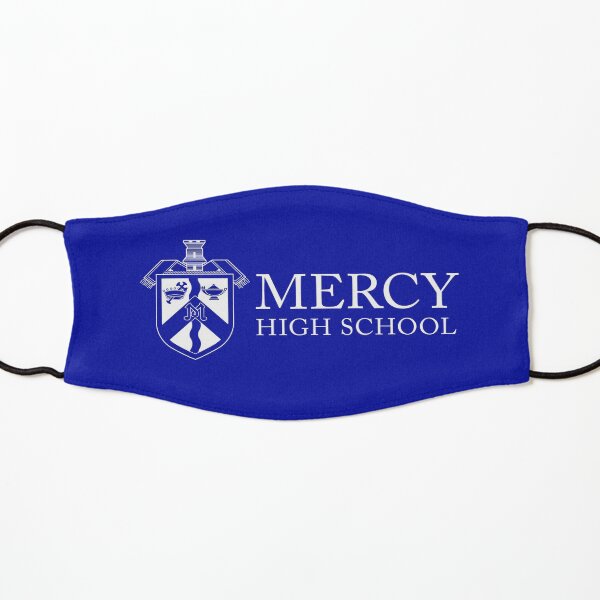 Mercy Shield Logo with Text on Blue Kids Mask