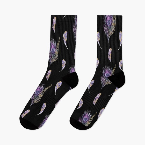 Item preview, Purple and Gold Feathers Pattern on Black Background designed and sold by SamuraiKate.