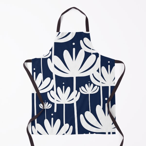Item preview, Bali Flowers Floral Pattern in White and Nautical Navy Blue designed and sold by kierkegaard.