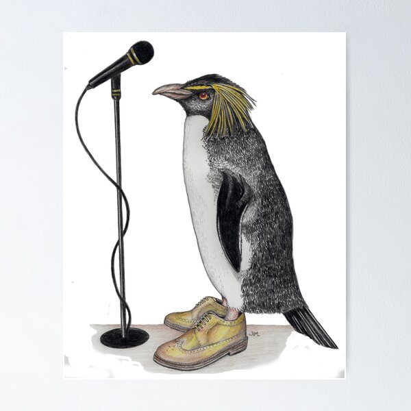 Item preview, Penguin in gold wingtips with microphone designed and sold by JimsBirds.