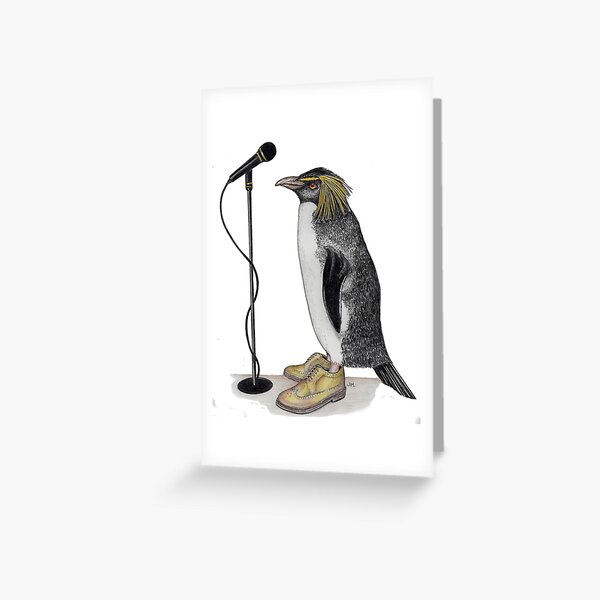 Item preview, Penguin in gold wingtips with microphone designed and sold by JimsBirds.