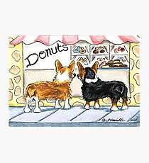 Corgis at the Donut Shop Photographic Print