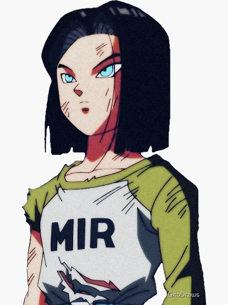 Android 17 Dragon Ball Anime Girl Drawing Fanart Sticker for Sale by  Spacefoxart